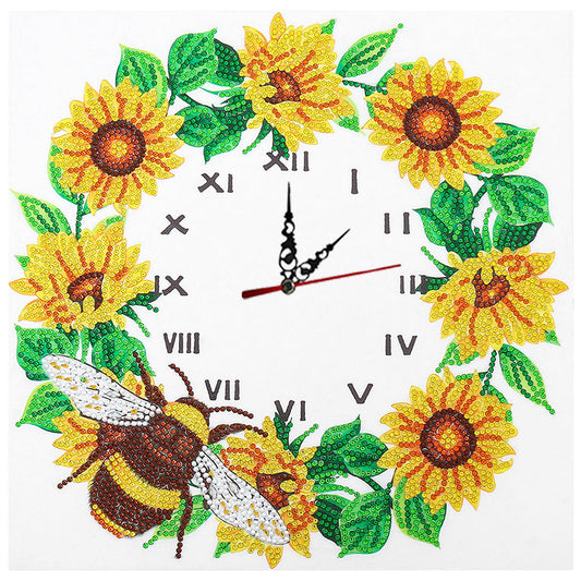 5D Flower Diamond Painting Clock DIY Special-shaped Partial Crystal Drill