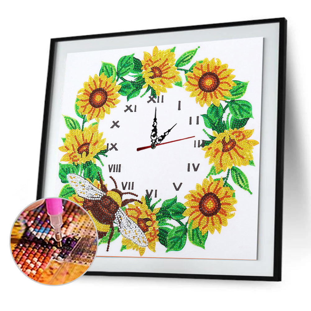 5D Flower Diamond Painting Clock DIY Special-shaped Partial Crystal Drill