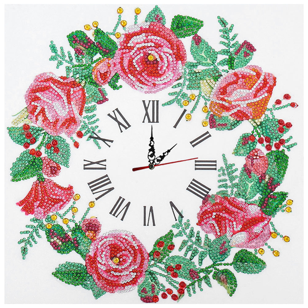 5D Flower Diamond Painting Clock DIY Special-shaped Partial Crystal Drill