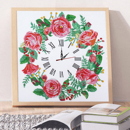 5D Flower Diamond Painting Clock DIY Special-shaped Partial Crystal Drill