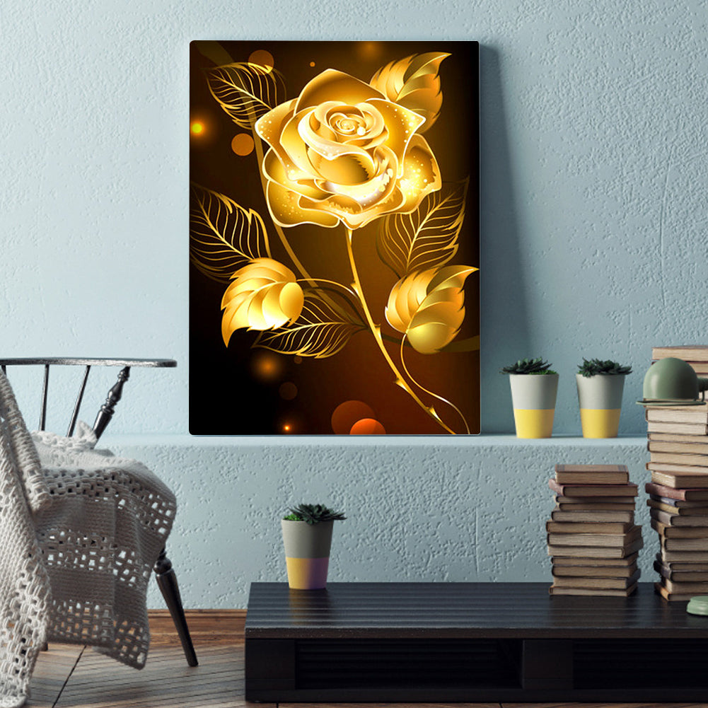 Golden Rose - Full Square Drill Diamond Painting 30*40CM