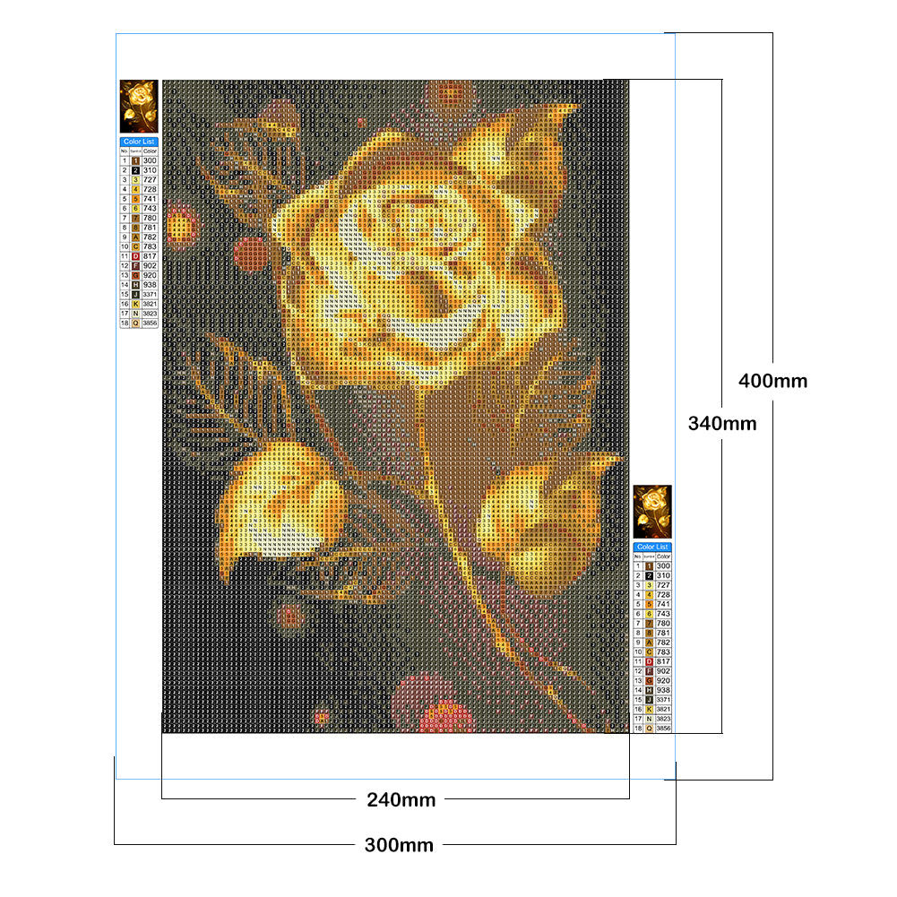 Golden Rose - Full Square Drill Diamond Painting 30*40CM