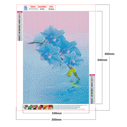 Blue Flower - Full Round Drill Diamond Painting 30*40CM