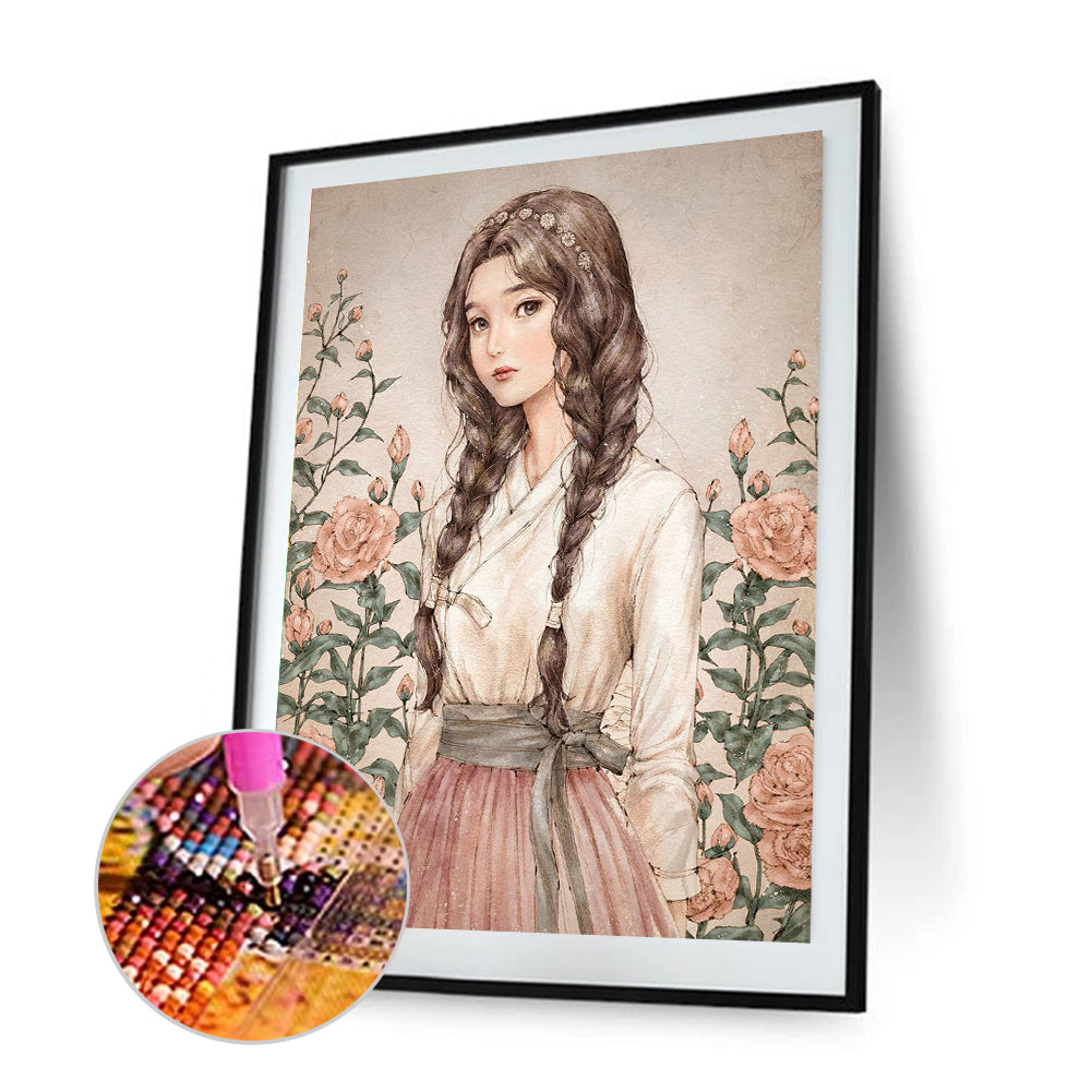 Girl - Full Round Drill Diamond Painting 30*40CM