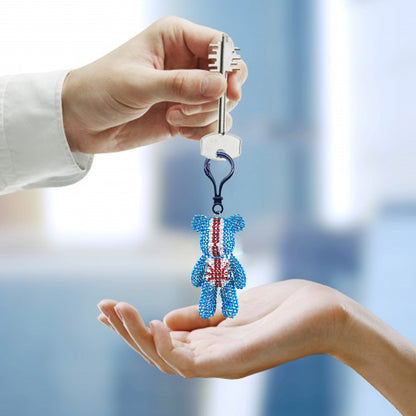 Diamond Mosaic Bear Keychain DIY Rhinestone Drill Painting Kit Key Chain