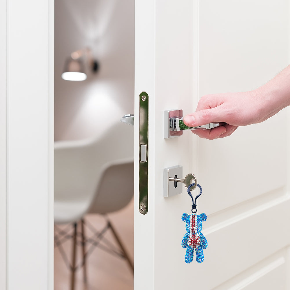 Diamond Mosaic Bear Keychain DIY Rhinestone Drill Painting Kit Key Chain