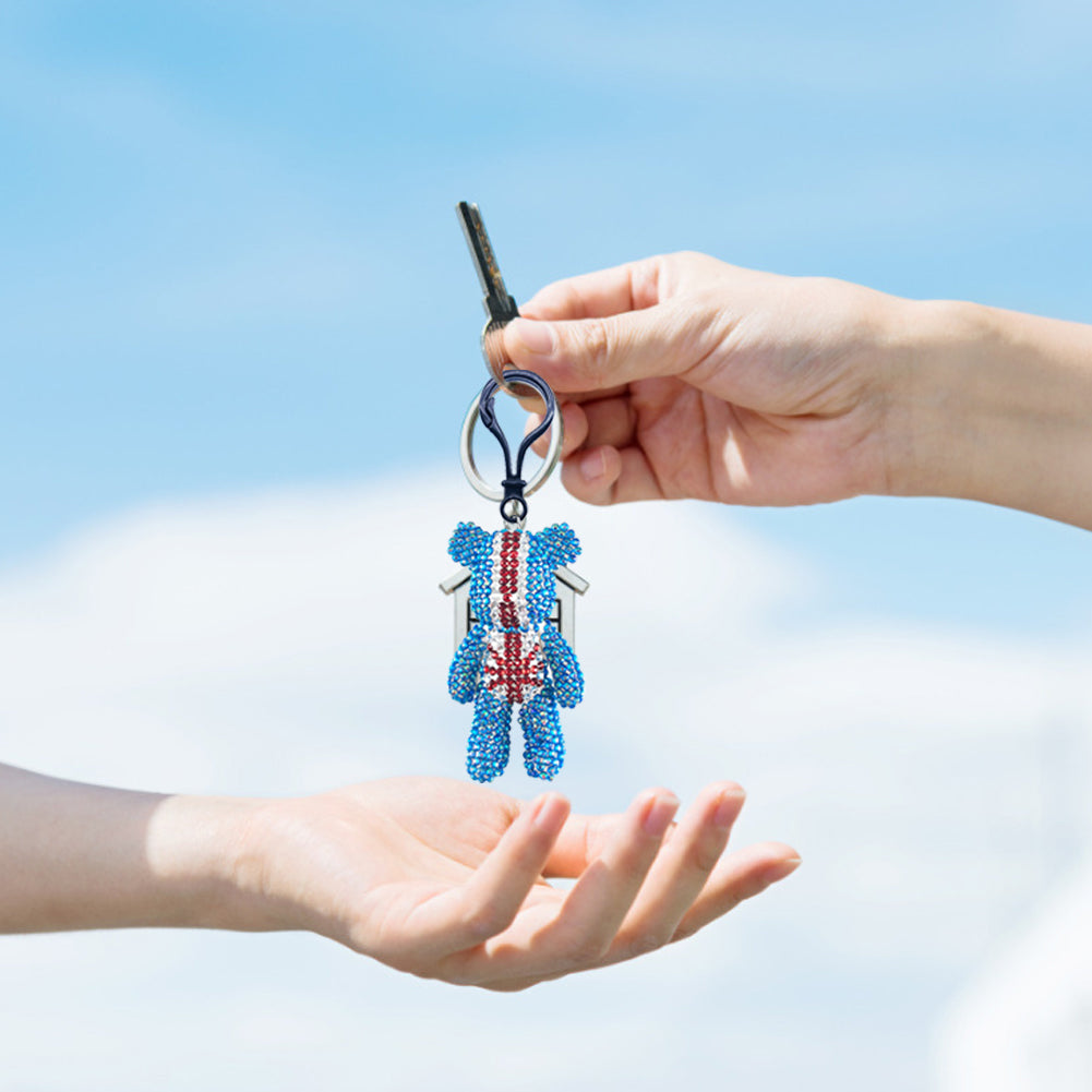 Diamond Mosaic Bear Keychain DIY Rhinestone Drill Painting Kit Key Chain