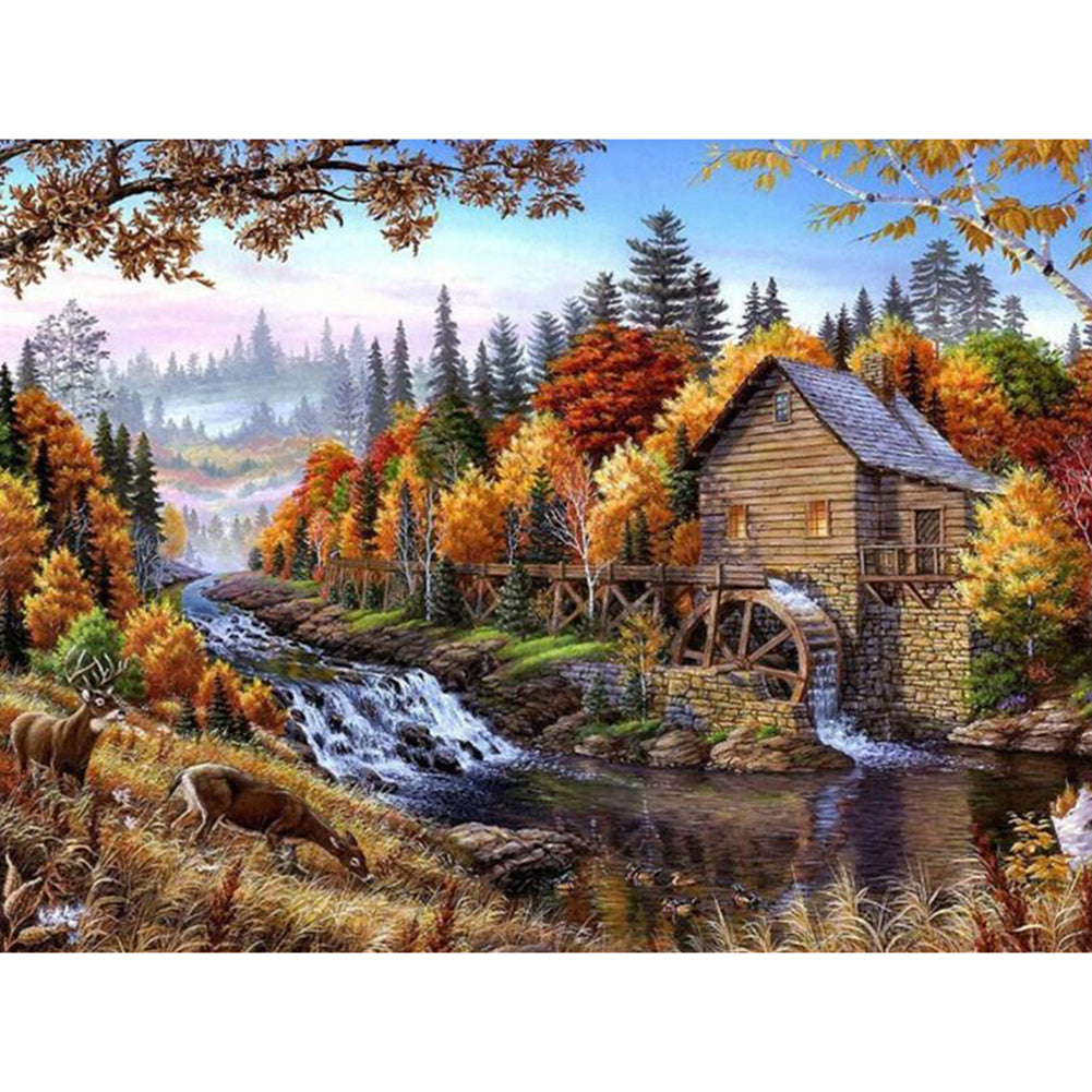 Wooden House - Full Round Drill Diamond Painting 40*30CM