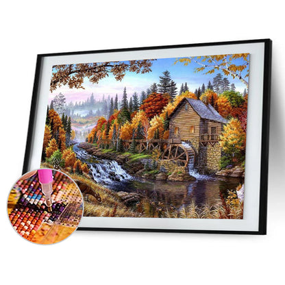 Wooden House - Full Round Drill Diamond Painting 40*30CM