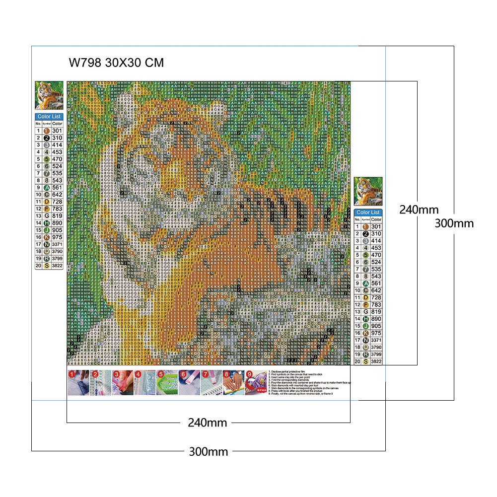 Tiger - Full Round Drill Diamond Painting 30*30CM