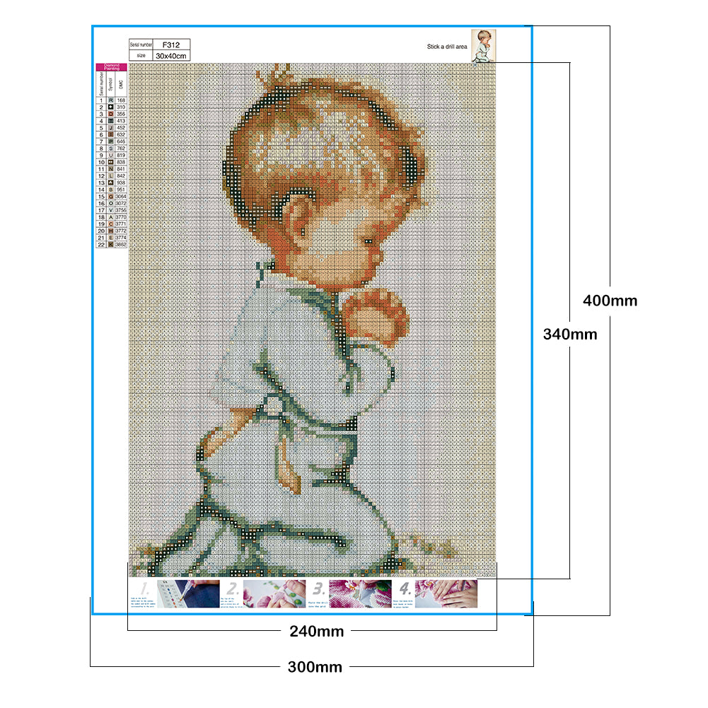 Praying Kid - Full Square Drill Diamond Painting 30*40CM