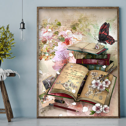 Butterfly Books - Full Round Drill Diamond Painting 30*40CM