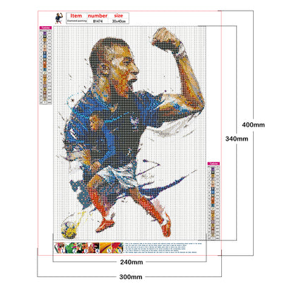 Mbappe - Full Round Drill Diamond Painting 30*40CM