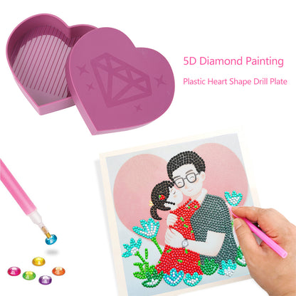 5D DIY Diamond Painting Tray Plastic Heart Shape Rhinestone Drill Plate