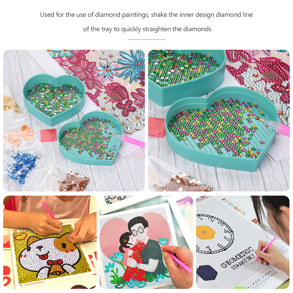 5D DIY Diamond Painting Tray Plastic Heart Shape Rhinestone Drill Plate