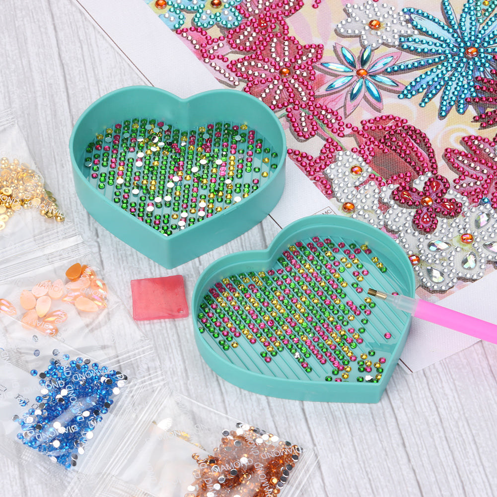 5D DIY Diamond Painting Tray Plastic Heart Shape Rhinestone Drill Plate