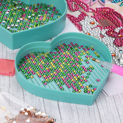 5D DIY Diamond Painting Tray Plastic Heart Shape Rhinestone Drill Plate