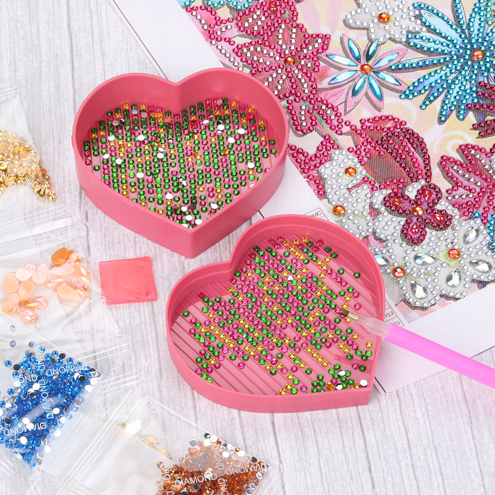 Diamond Painting Tray Plastic Heart-shaped Rhinestone Drill Plate DIY Tools