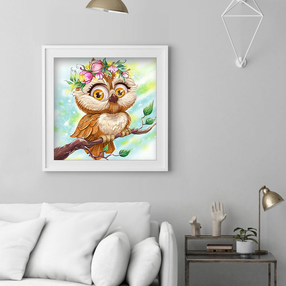 Owl - Full Round Drill Diamond Painting 30*30CM