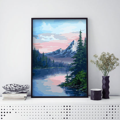 Mountain Lake - Full Round Drill Diamond Painting 30*40CM