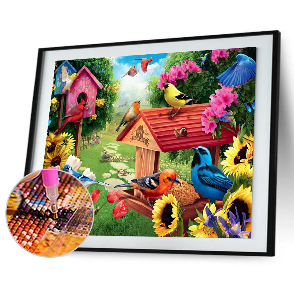 Bird Flower - Full Round Drill Diamond Painting 40*30CM