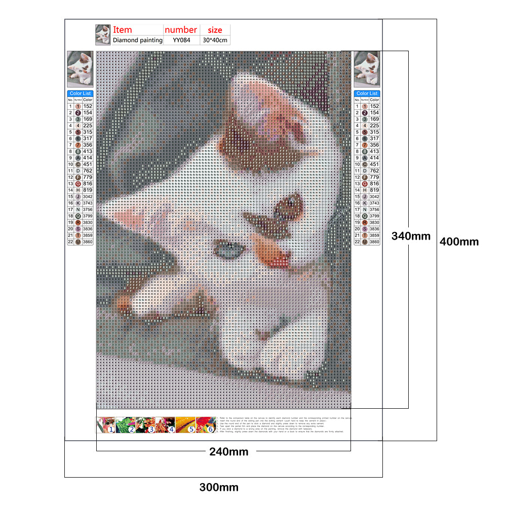 Shy Kitten - Full Round Drill Diamond Painting 30*40CM