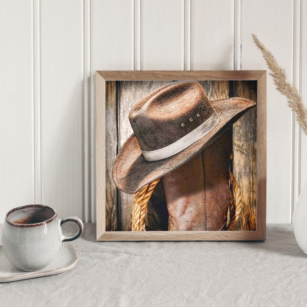 Cowboy Hat - Full Round Drill Diamond Painting 30*30CM