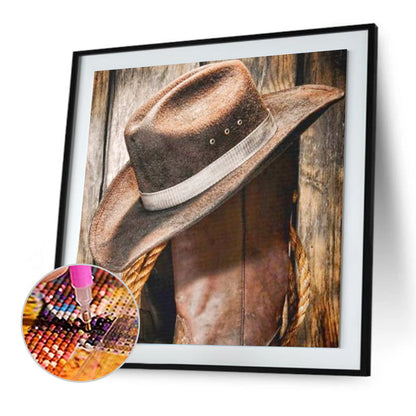 Cowboy Hat - Full Round Drill Diamond Painting 30*30CM