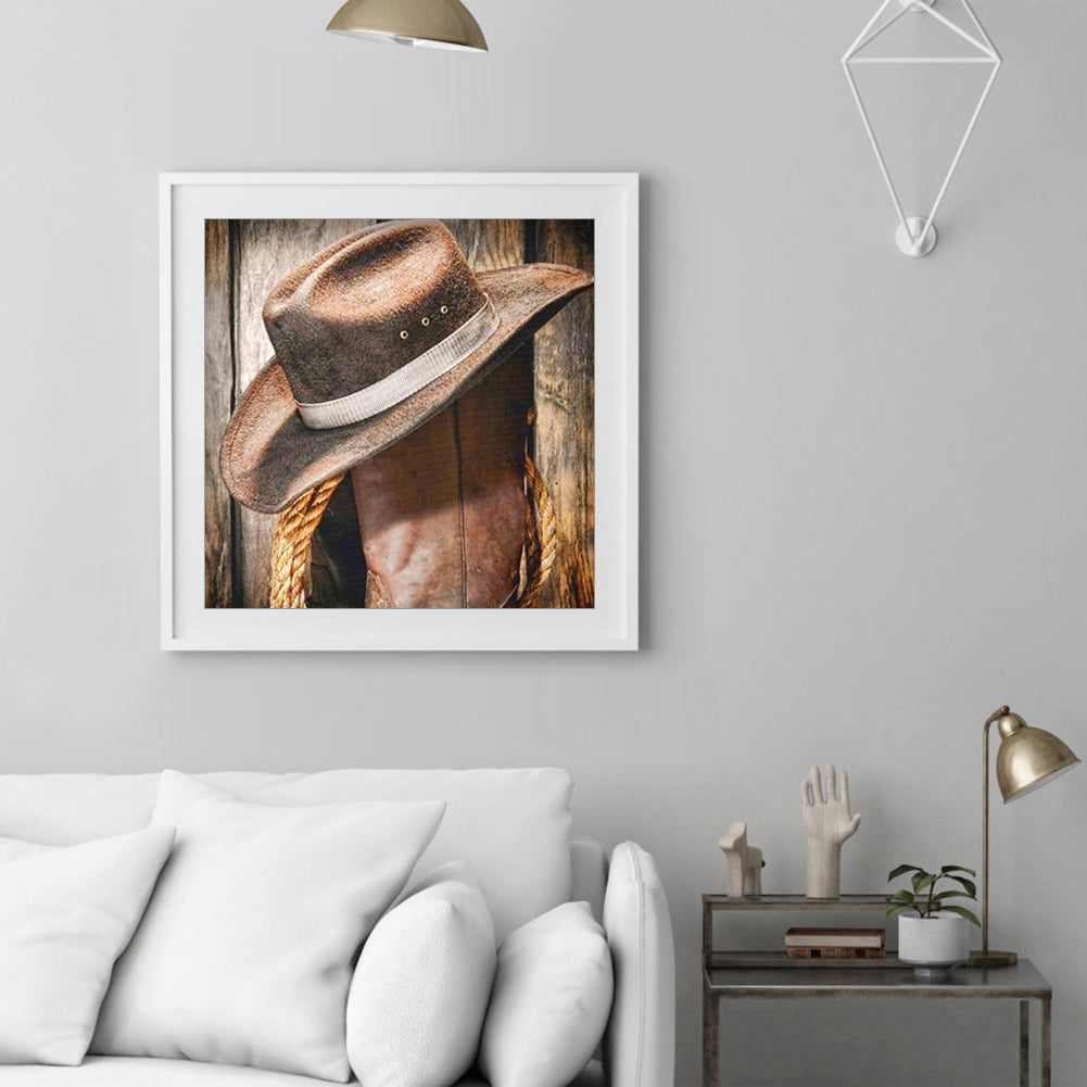 Cowboy Hat - Full Round Drill Diamond Painting 30*30CM