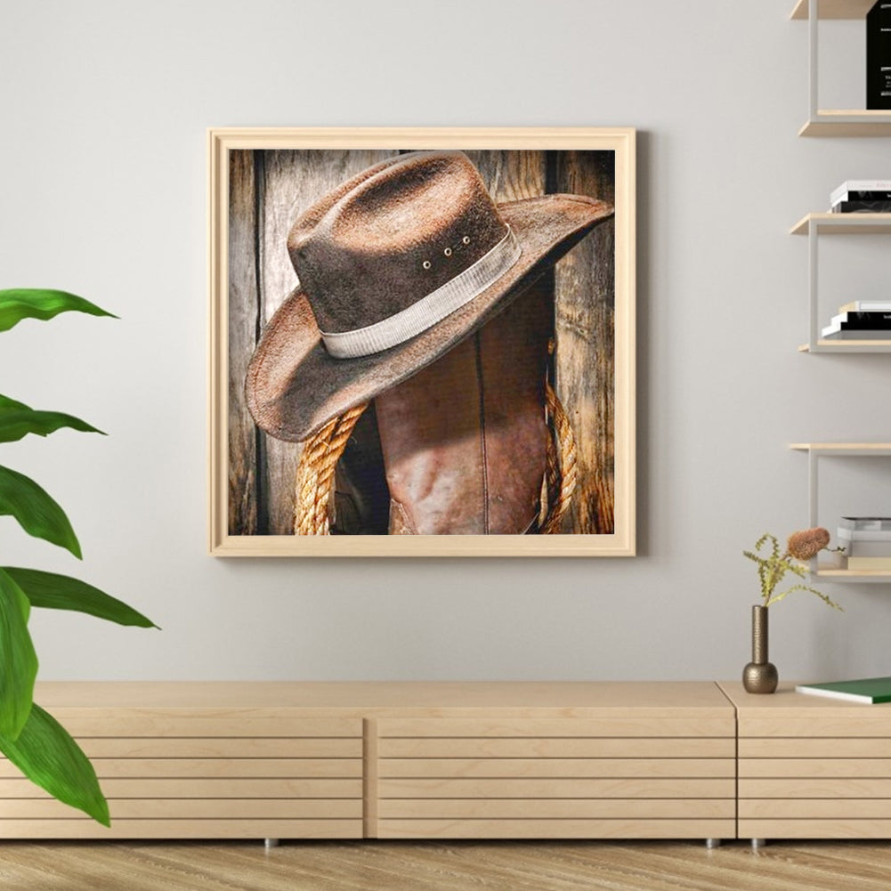 Cowboy Hat - Full Round Drill Diamond Painting 30*30CM