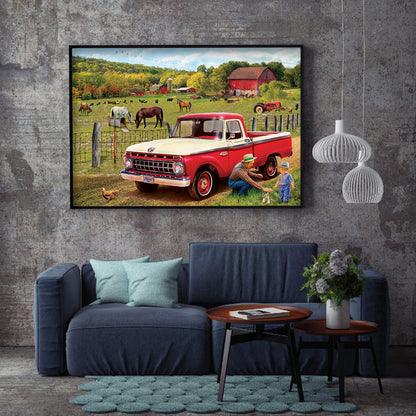 Village Car - Full Round Drill Diamond Painting 40*30CM