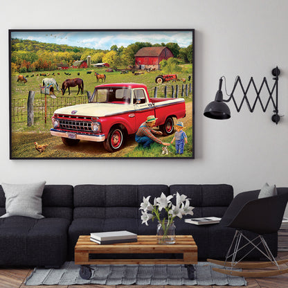 Village Car - Full Round Drill Diamond Painting 40*30CM