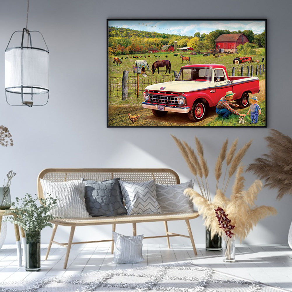 Village Car - Full Round Drill Diamond Painting 40*30CM