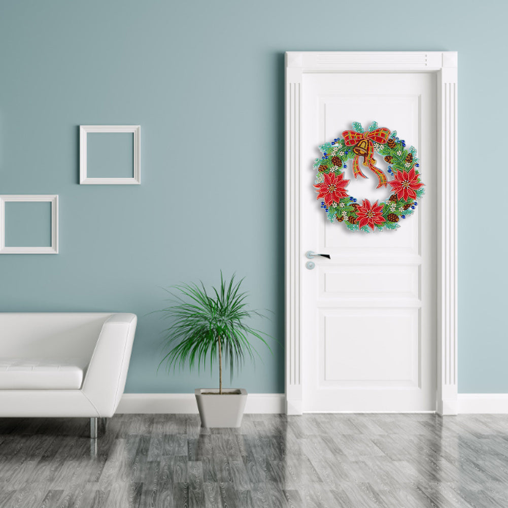 DIY Diamond Painting Hanging Christmas Flower Wreath Kit Home Door Decor