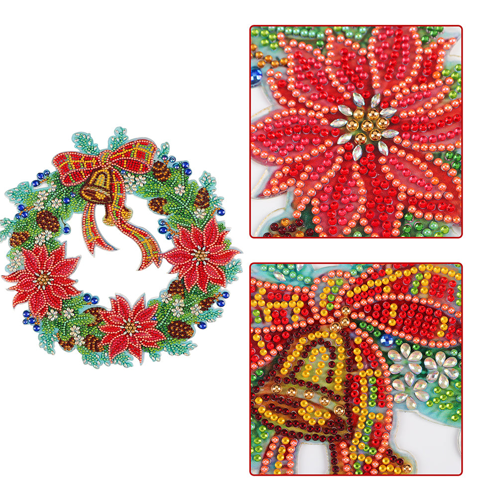 DIY Diamond Painting Hanging Christmas Flower Wreath Kit Home Door Decor