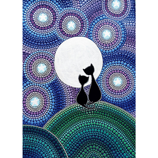 Cat Moon - Special Shaped Drill Diamond Painting 30*40CM