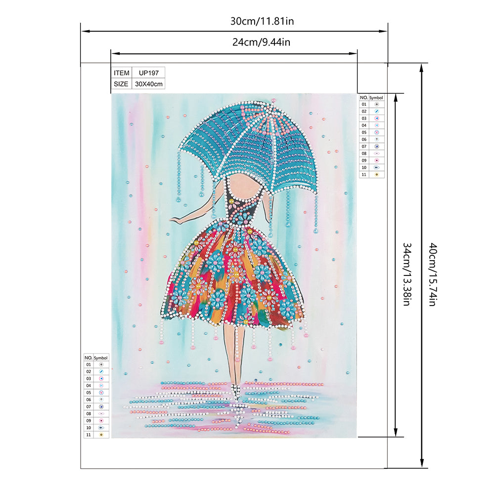 Umbrella Girl - Special Shaped Drill Diamond Painting 30*40CM