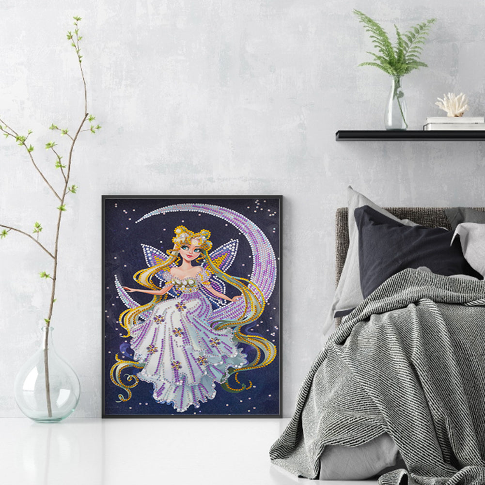 Moon Fairy - Special Shaped Drill Diamond Painting 30*40CM