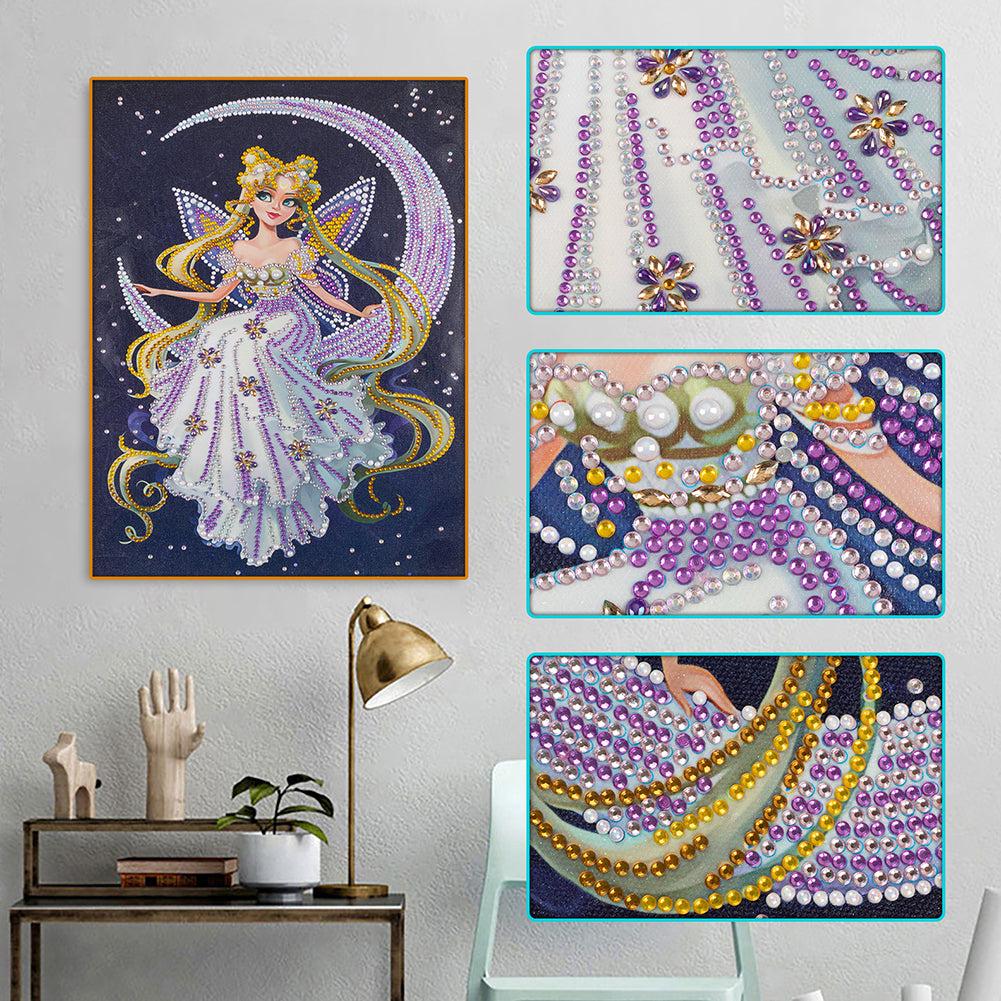 Moon Fairy - Special Shaped Drill Diamond Painting 30*40CM