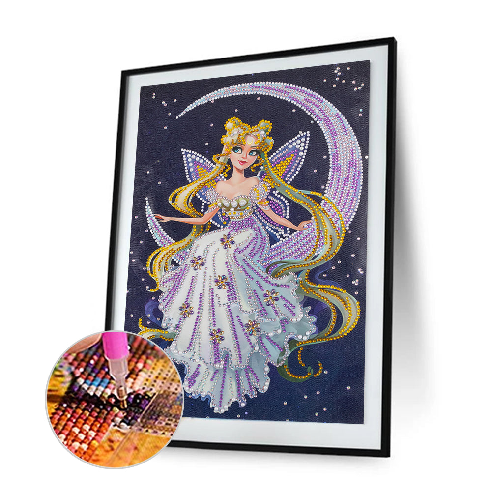 Moon Fairy - Special Shaped Drill Diamond Painting 30*40CM