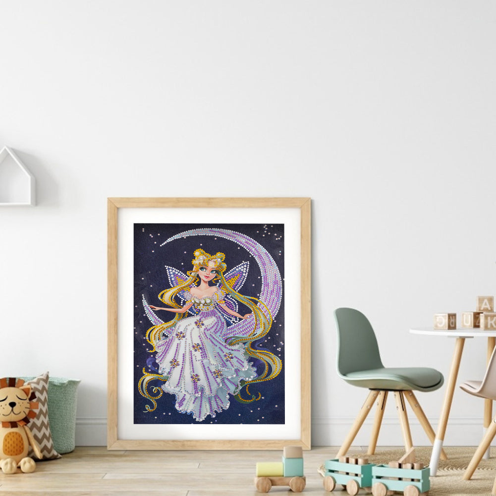 Moon Fairy - Special Shaped Drill Diamond Painting 30*40CM