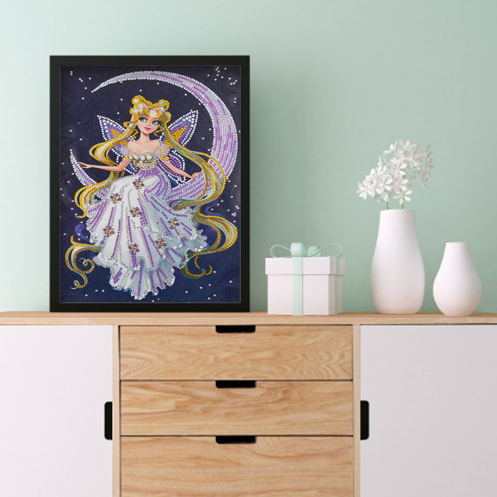 Moon Fairy - Special Shaped Drill Diamond Painting 30*40CM