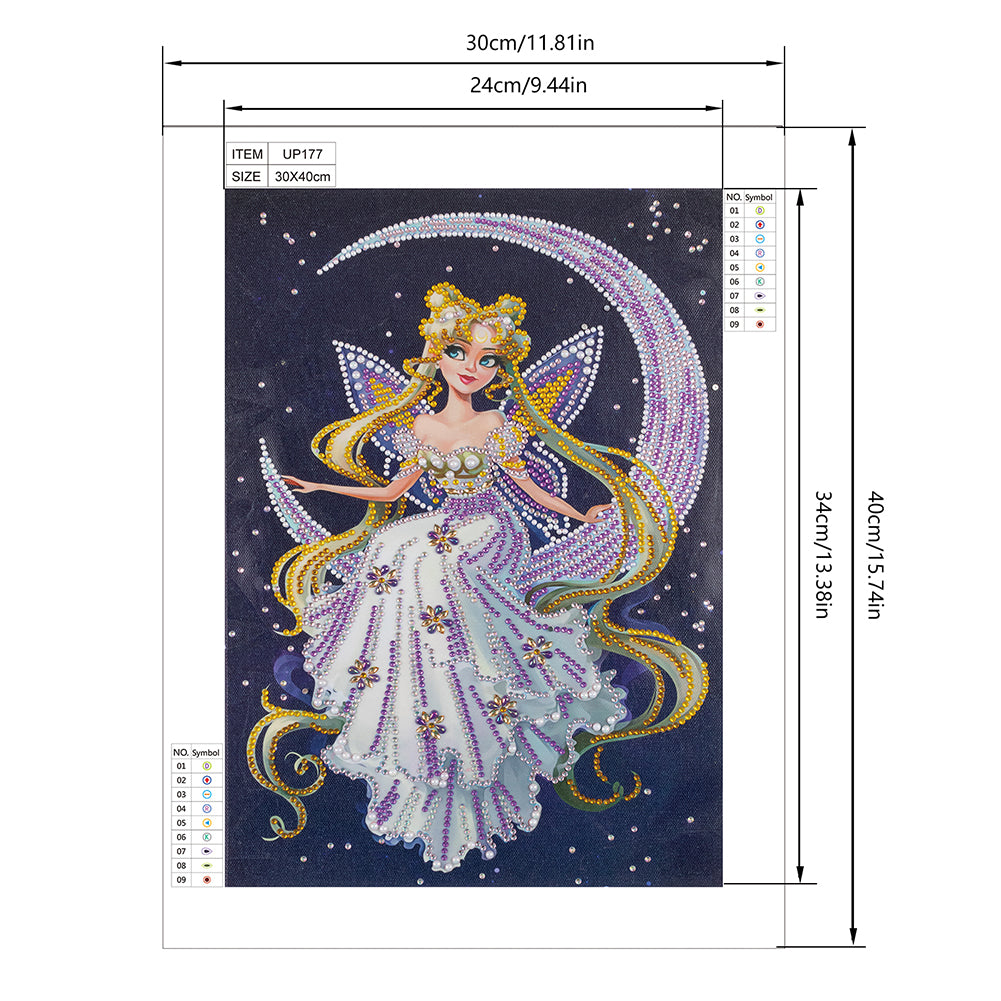 Moon Fairy - Special Shaped Drill Diamond Painting 30*40CM