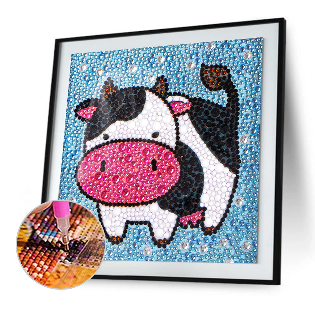 Cartoon Cow - Special Shaped Drill Diamond Painting 18*18CM