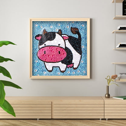 Cartoon Cow - Special Shaped Drill Diamond Painting 18*18CM