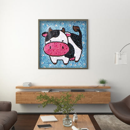 Cartoon Cow - Special Shaped Drill Diamond Painting 18*18CM