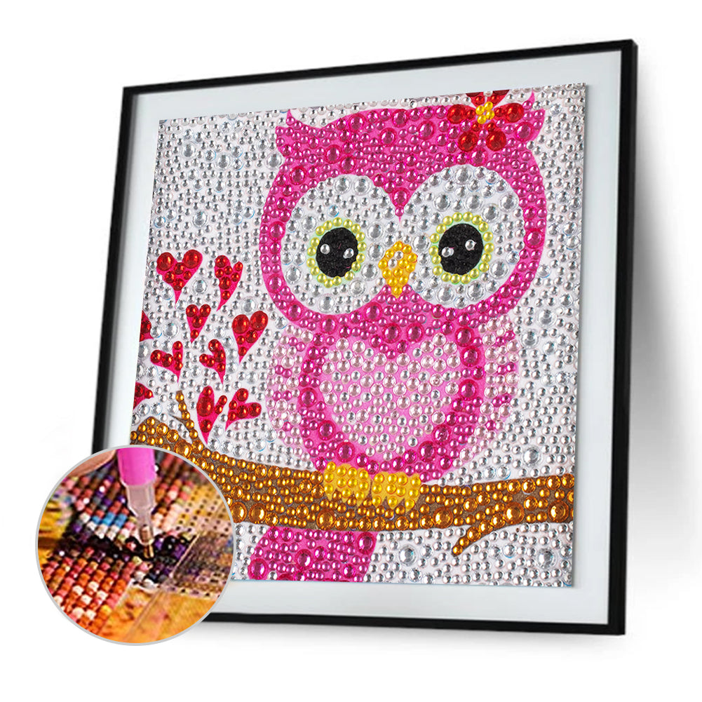 Cartoon Owl - Special Shaped Drill Diamond Painting 18*18CM