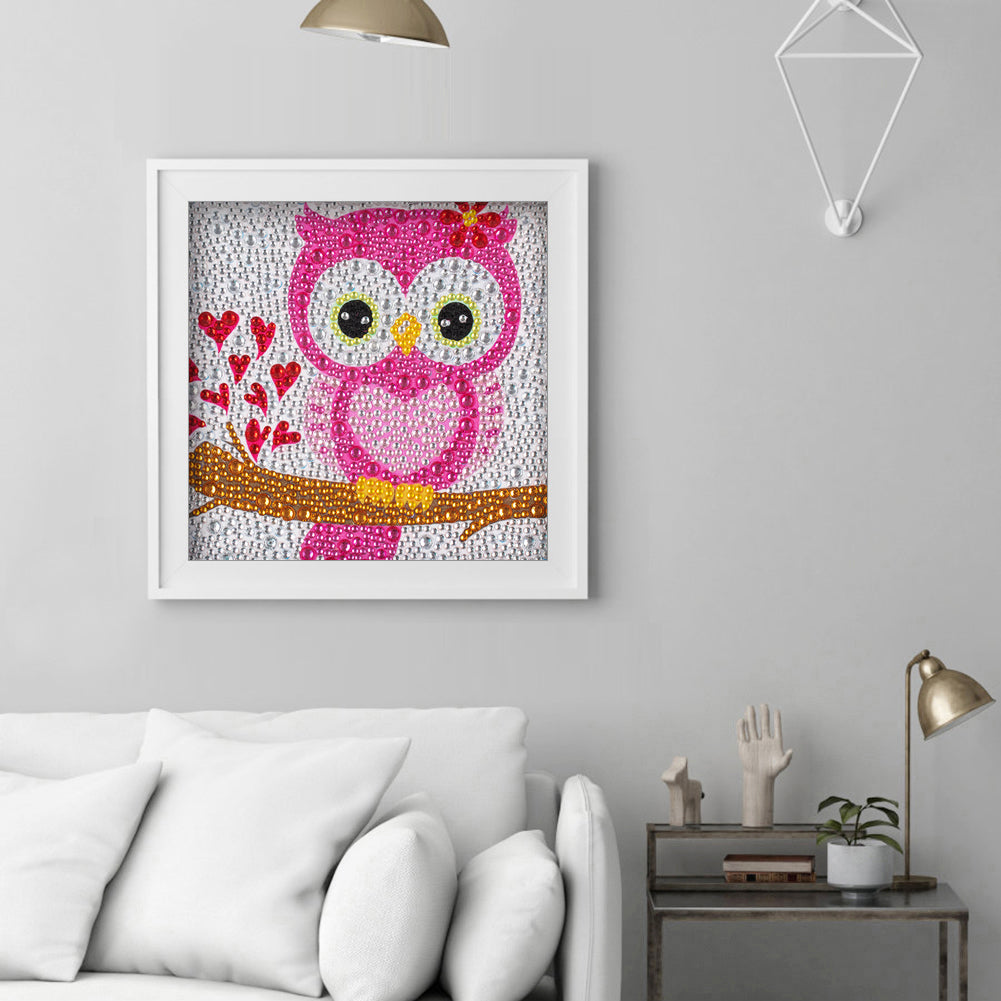 Cartoon Owl - Special Shaped Drill Diamond Painting 18*18CM