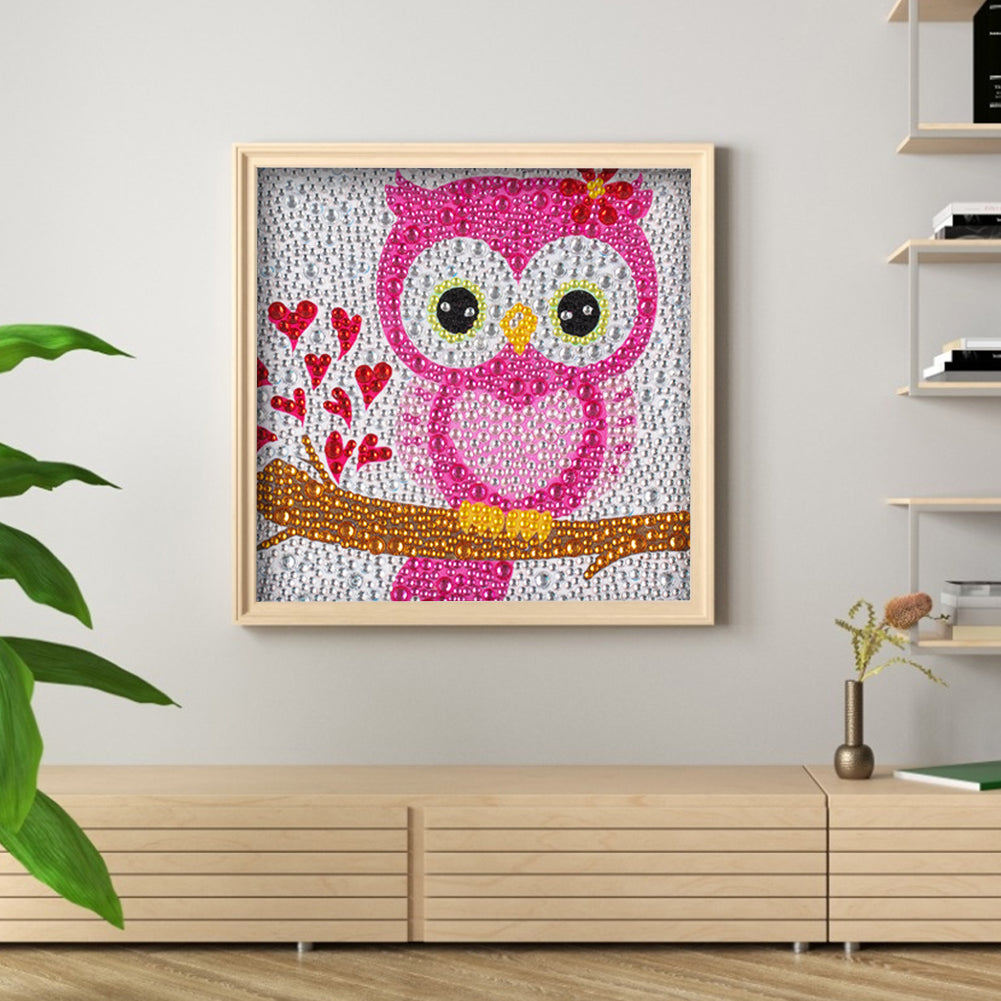 Cartoon Owl - Special Shaped Drill Diamond Painting 18*18CM