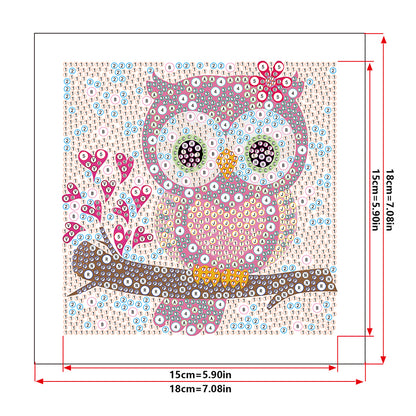 Cartoon Owl - Special Shaped Drill Diamond Painting 18*18CM